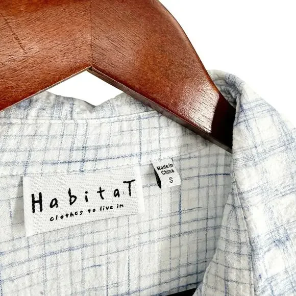 Habitat Sz Small Blue White Crinkle Fabric Wearable Art to Wear Blouse Shirt Top - Picture 2 of 7